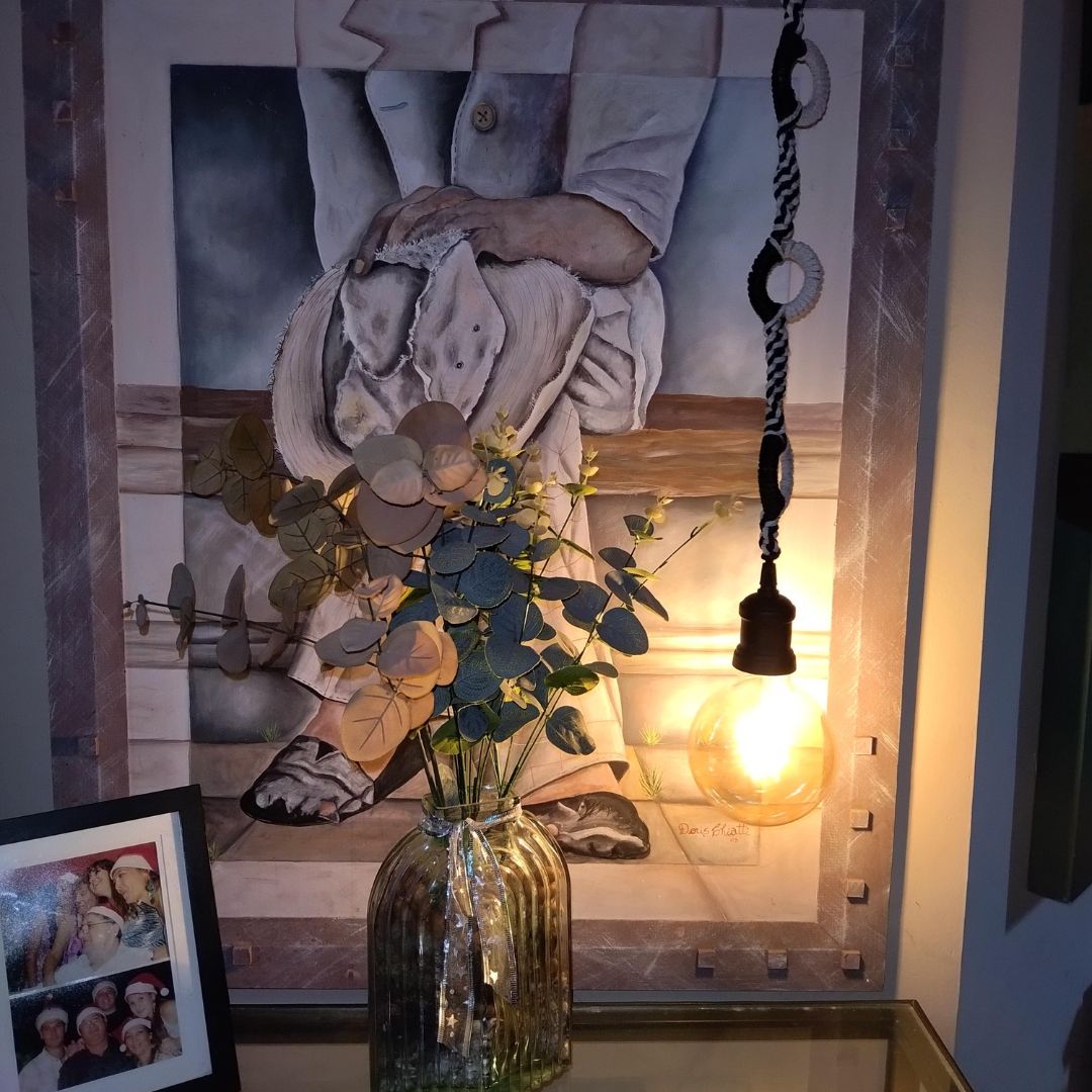 Velador de Pared Tejido con aros y ménsula de madera