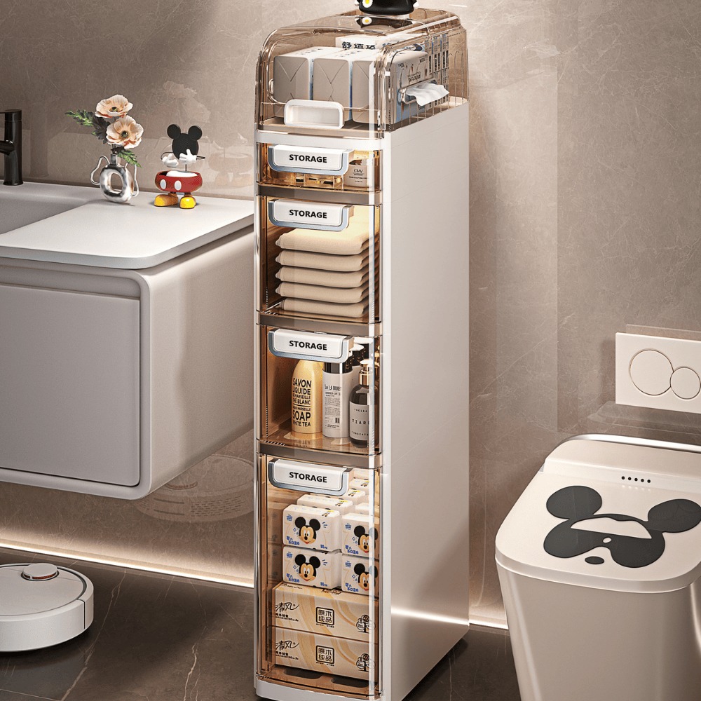 Organizador Vertical Multiuso Puertas Transparentes Y Ruedas