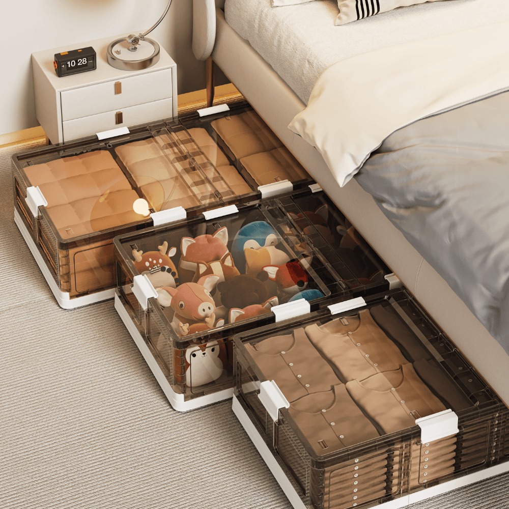 Canasto Organizador Plegable Multiuso Bajo Cama Transparente